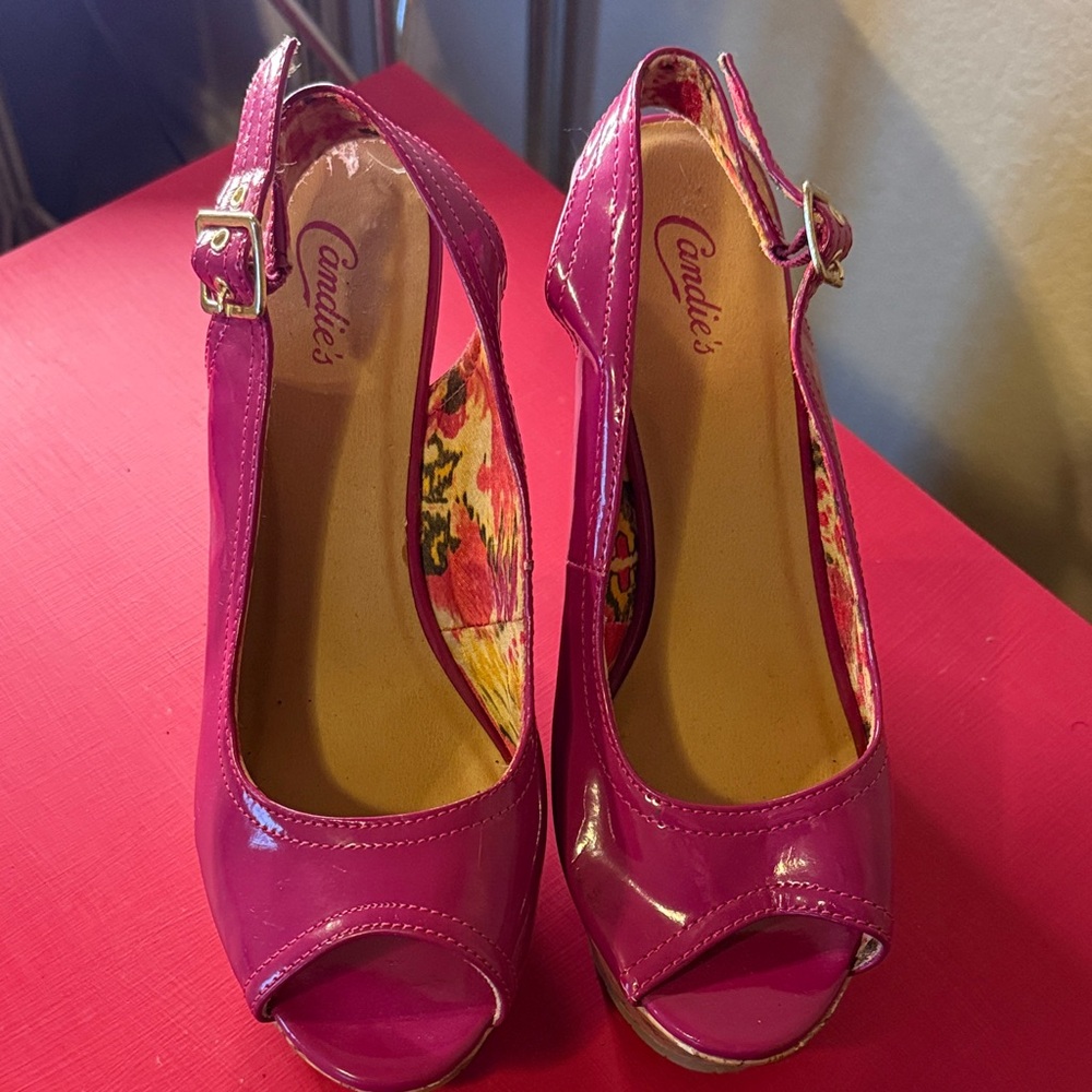 Candie's Fuchsia Peep-Toe Heels